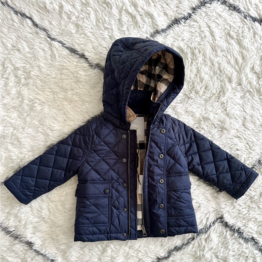 Baby Burberry Quilted Coat - Navy NWT